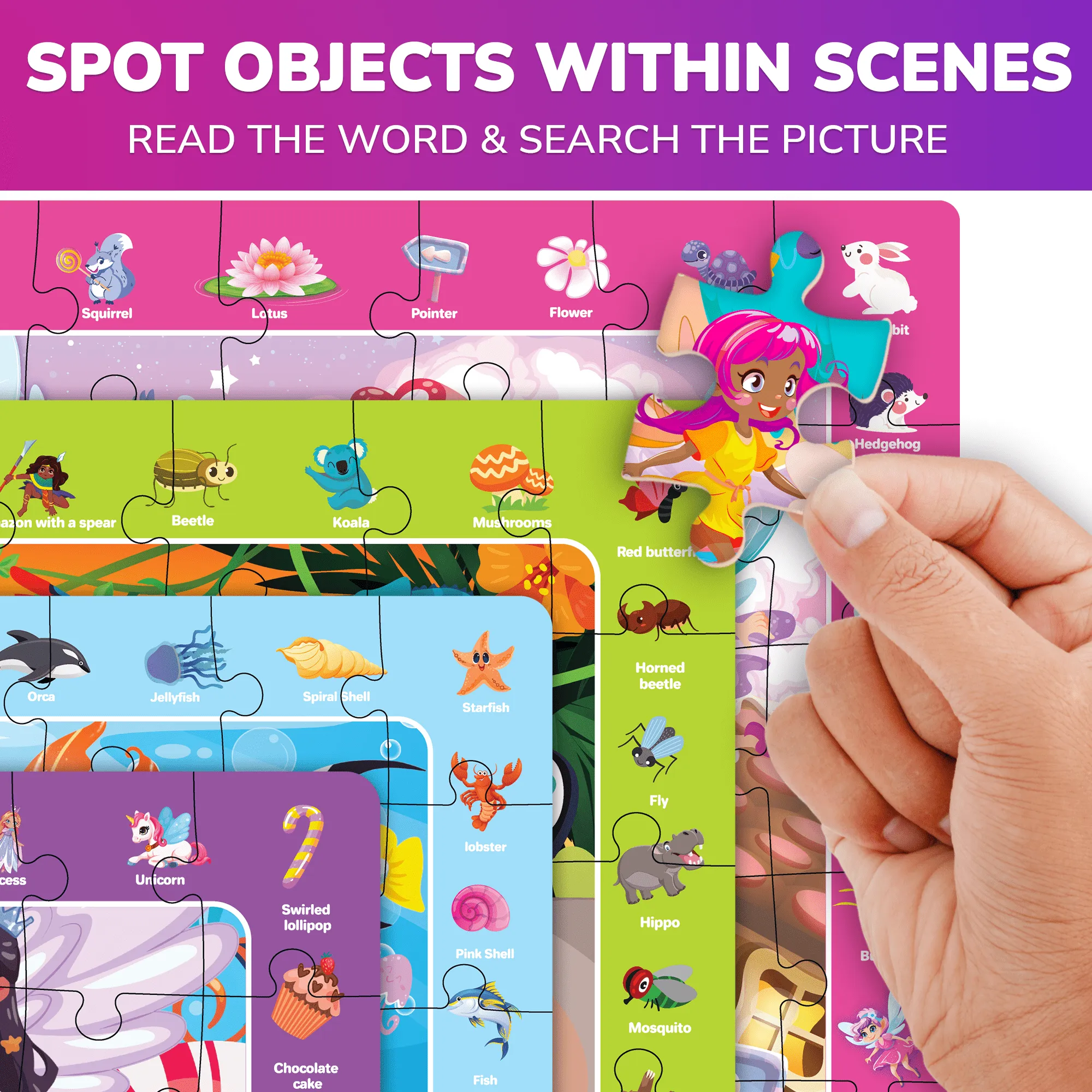 60 Pcs Puzzles for Kids | Unicorns, Amazonians