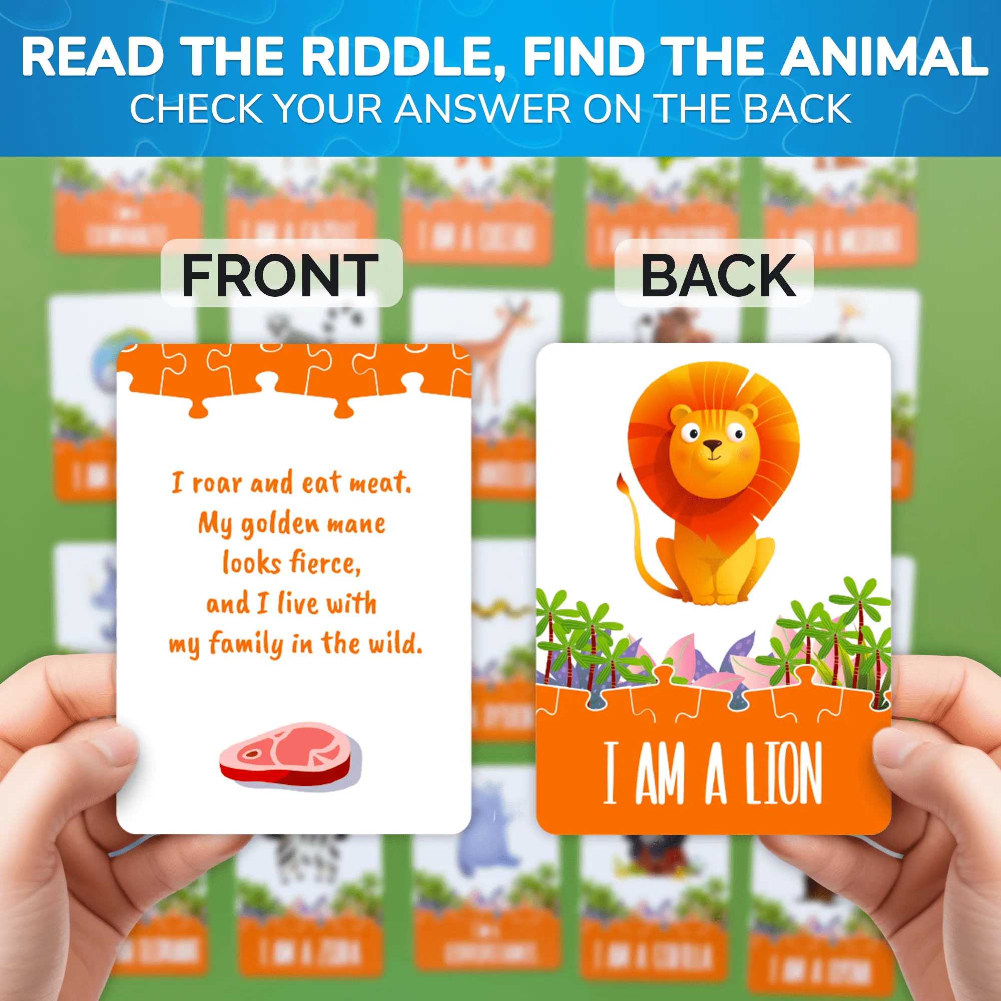70 Pcs Search and Find Riddle Puzzles with Cards for Kids | Africa