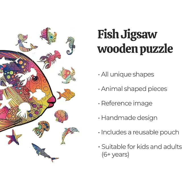 91 Knots Fish Theme 84 Pieces Wooden Puzzle Games for Kids | Animal Puzzles for Kids | Wooden Puzzle for Kids 6  | Board Games for Kids