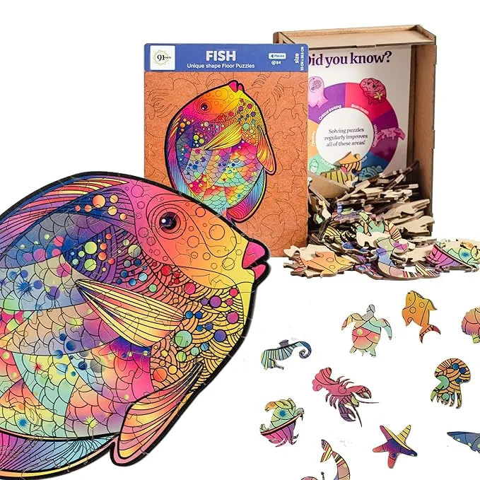 91 Knots Fish Theme 84 Pieces Wooden Puzzle Games for Kids | Animal Puzzles for Kids | Wooden Puzzle for Kids 6  | Board Games for Kids