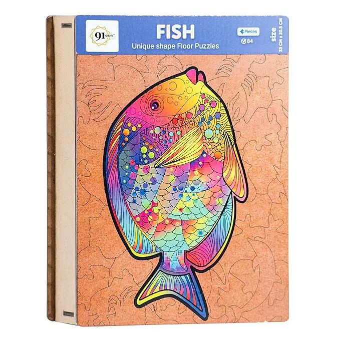 91 Knots Fish Theme 84 Pieces Wooden Puzzle Games for Kids | Animal Puzzles for Kids | Wooden Puzzle for Kids 6  | Board Games for Kids
