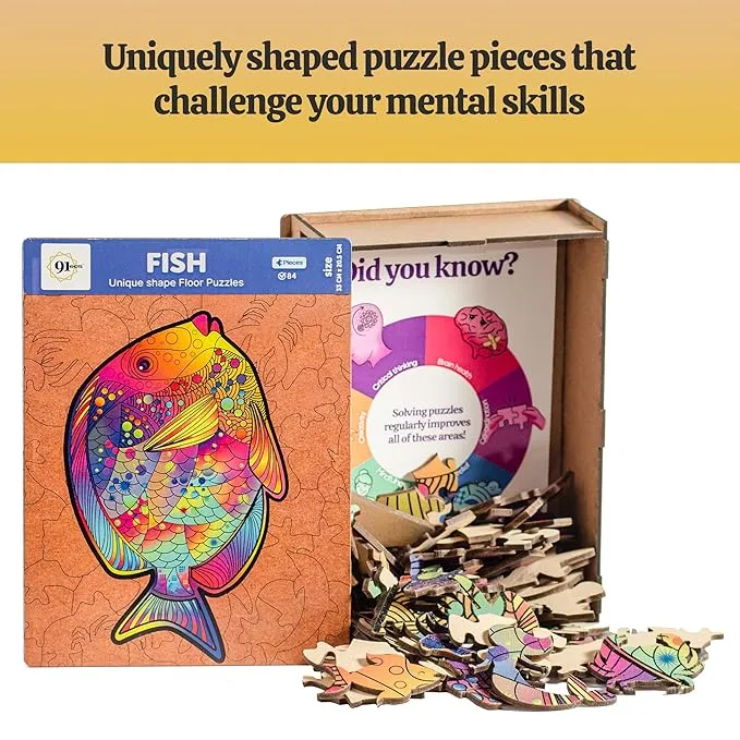 91 Knots Fish Theme 84 Pieces Wooden Puzzle Games for Kids | Animal Puzzles for Kids | Wooden Puzzle for Kids 6  | Board Games for Kids