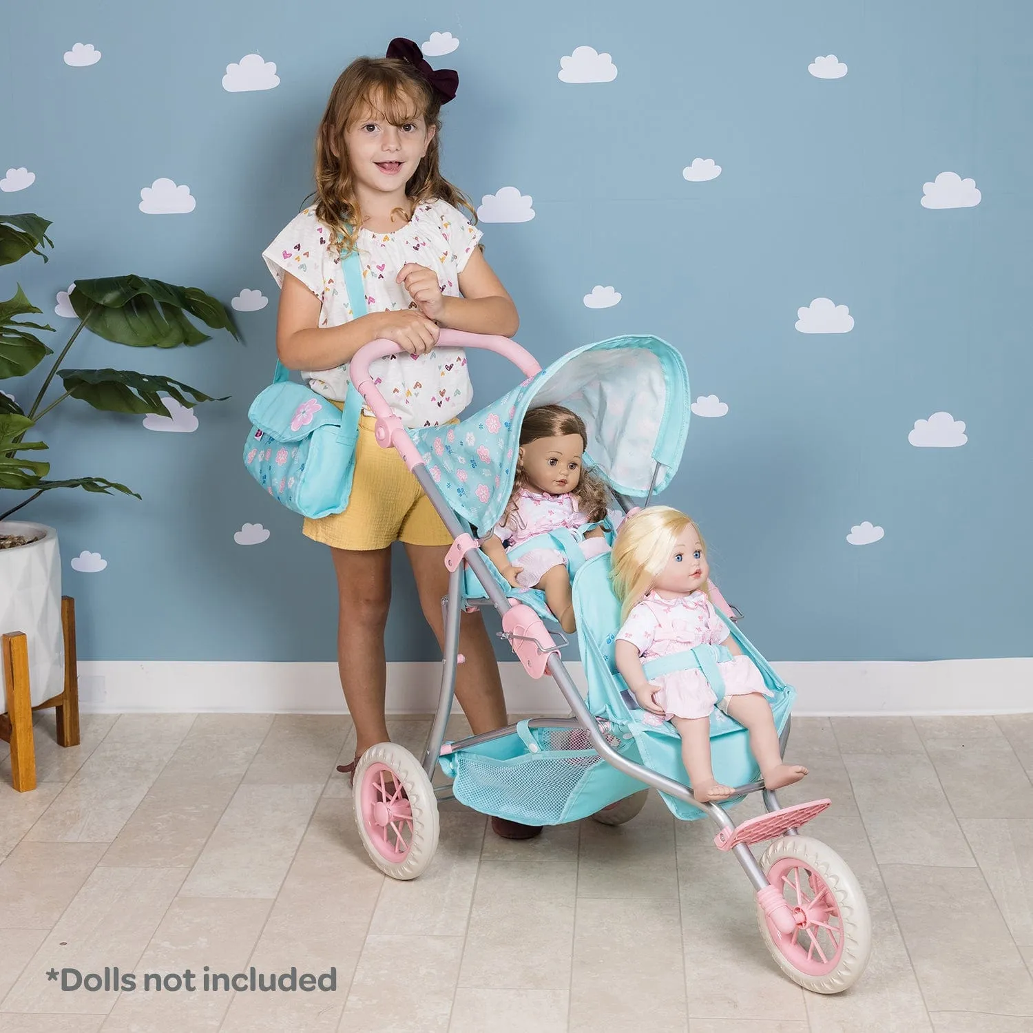 Adora Twin Jogger Baby Doll Stroller - Flower Power