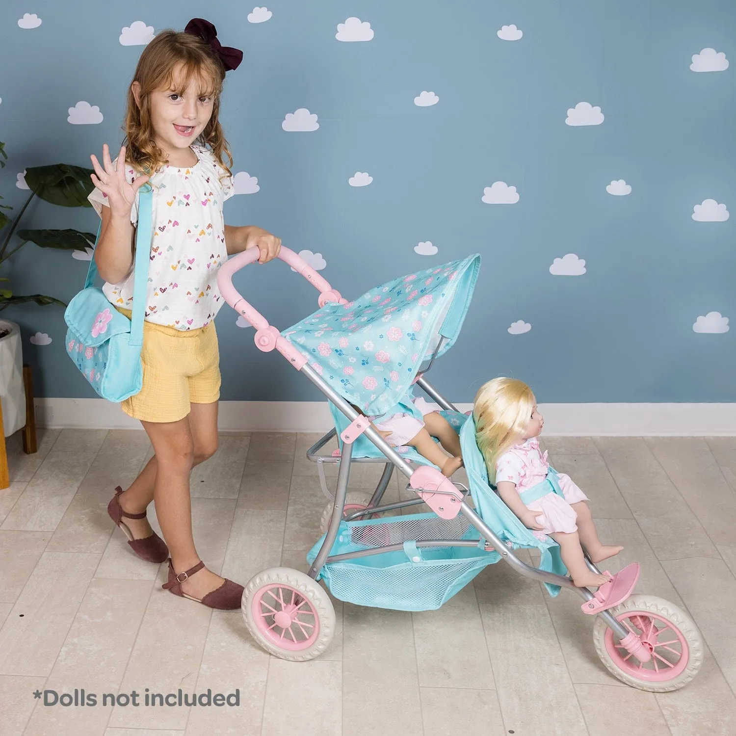Adora Twin Jogger Baby Doll Stroller - Flower Power