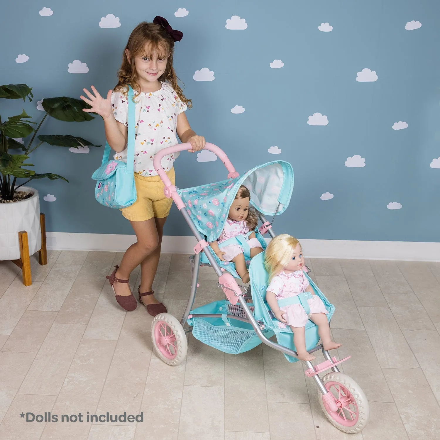 Adora Twin Jogger Baby Doll Stroller - Flower Power
