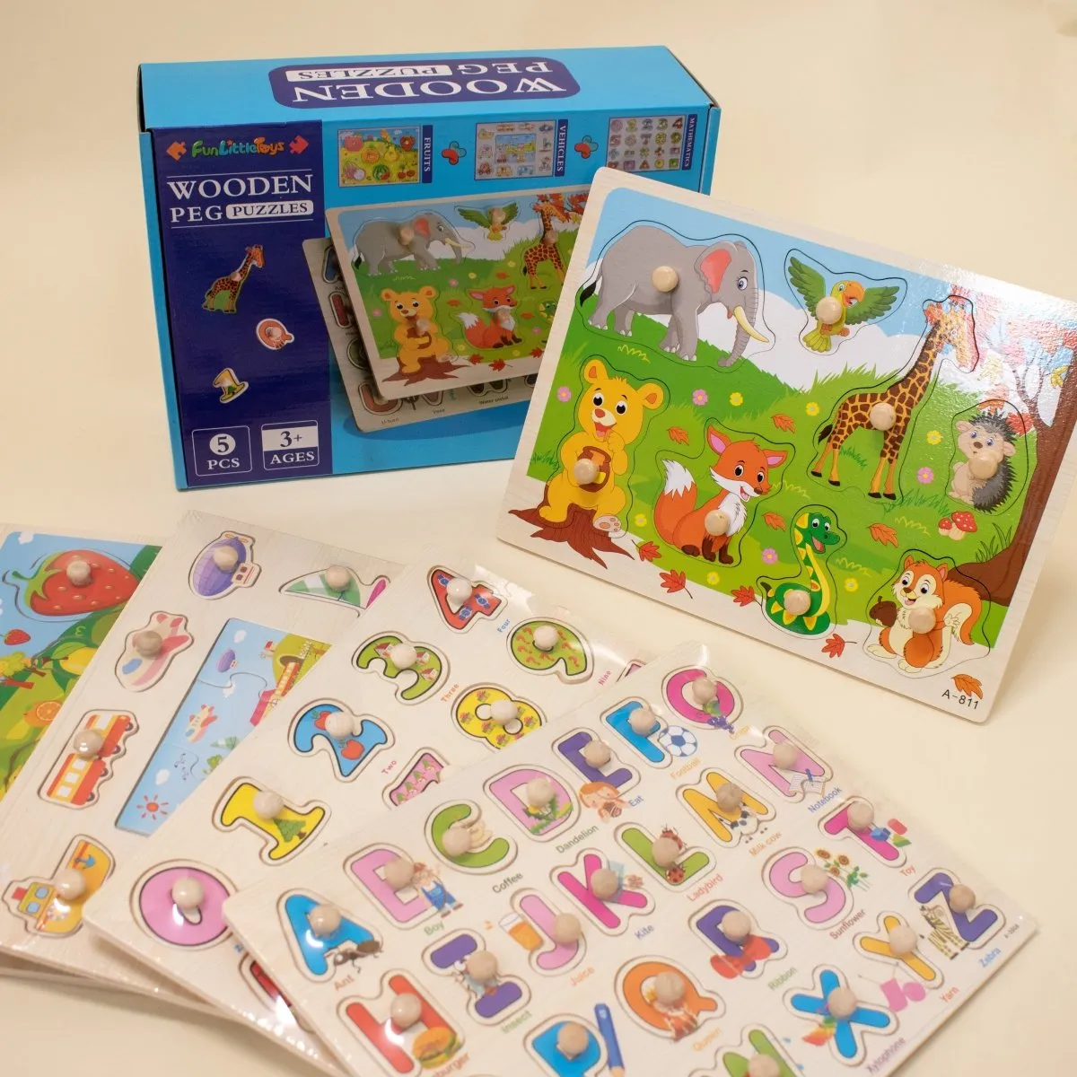 Alphabet Numbers and Animal Puzzles