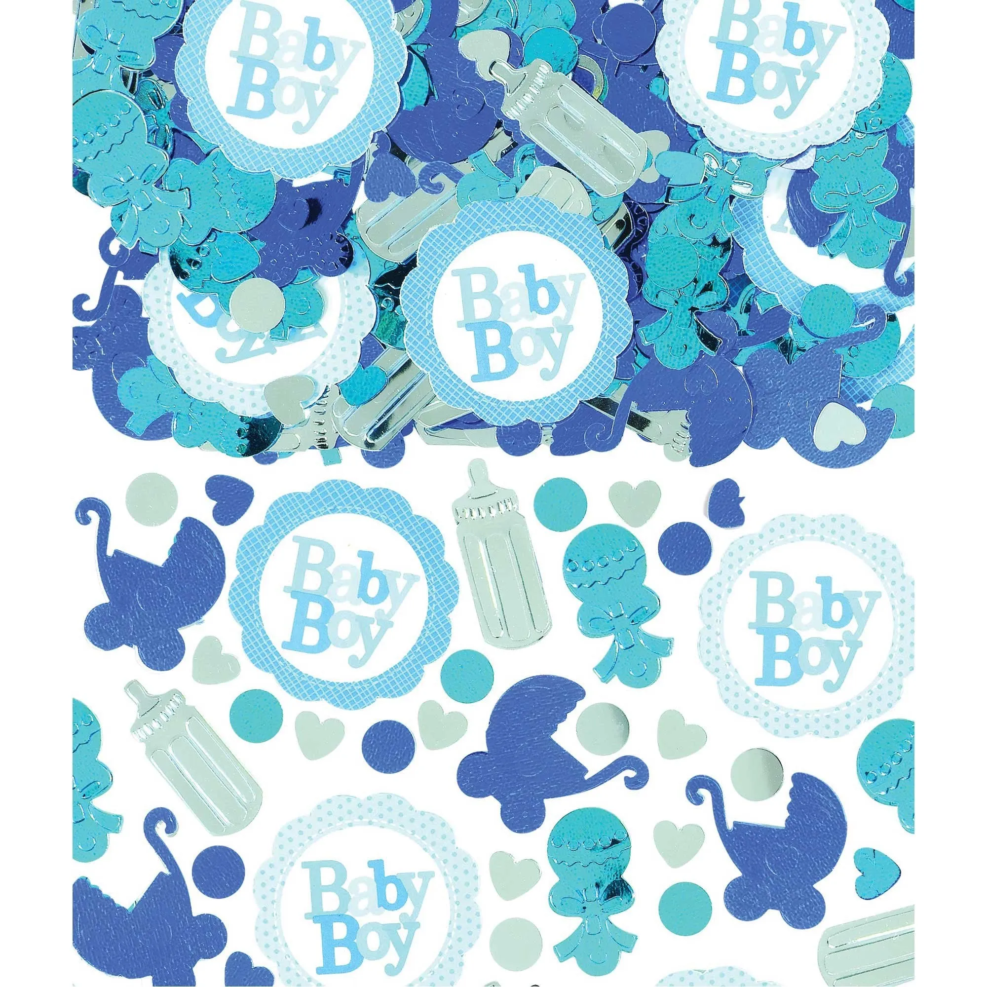 Baby Boy Bottles & Rattles Confetti Foil