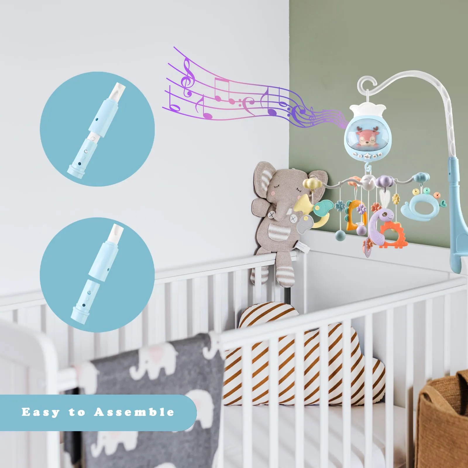 Baby Crib Mobile with Music & Remote Control