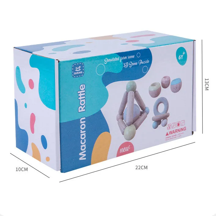 Baby sensory kit. Wooden Rattles. Baby toys, Toddler Toys. Macaron colours