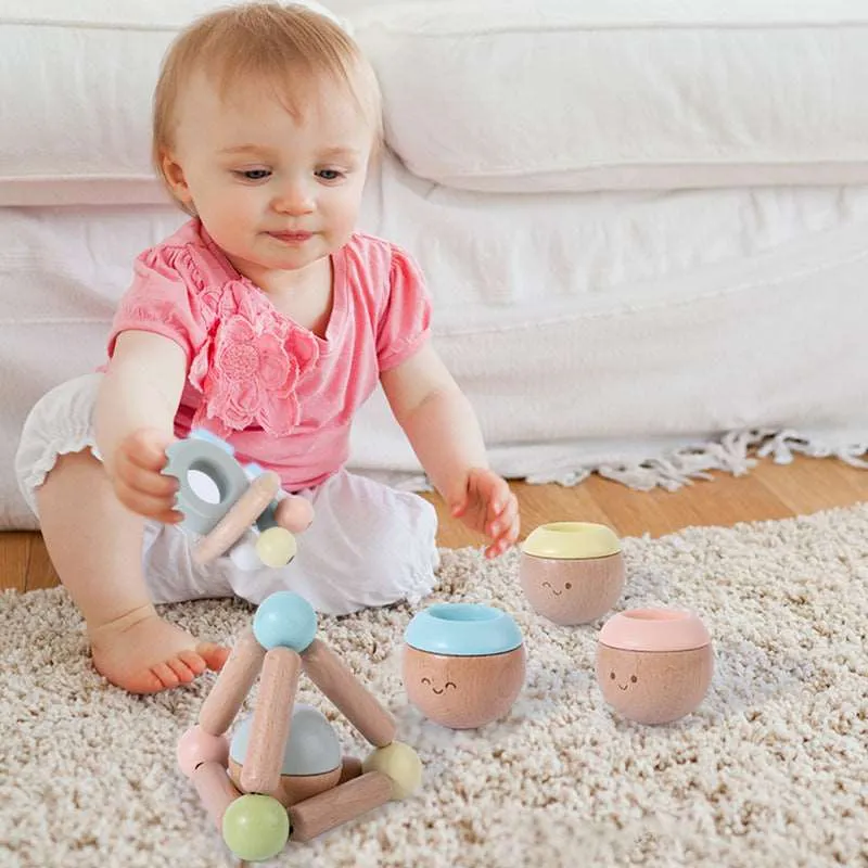 Baby sensory kit. Wooden Rattles. Baby toys, Toddler Toys. Macaron colours