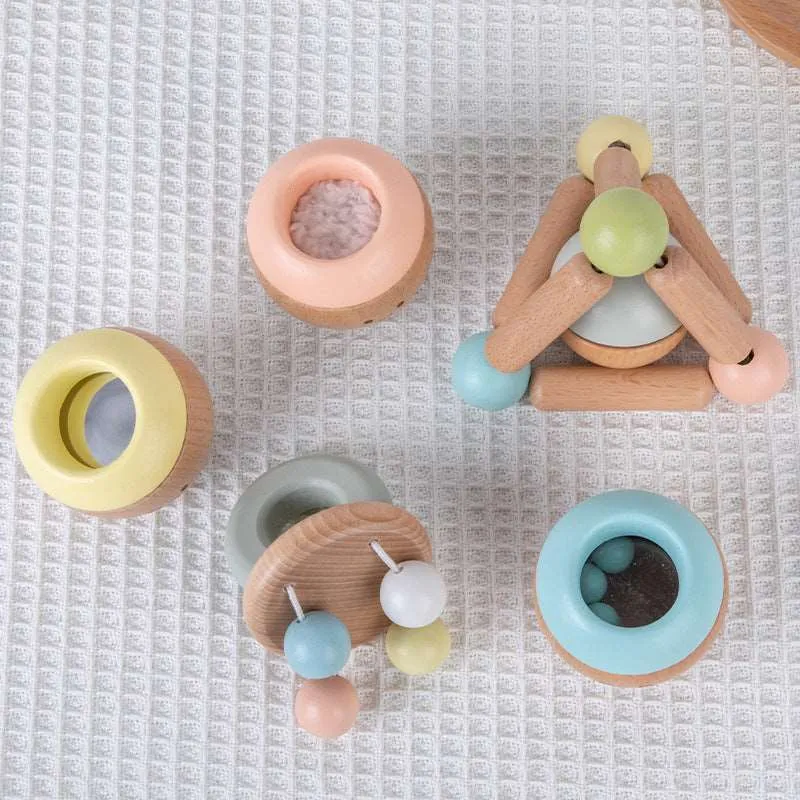 Baby sensory kit. Wooden Rattles. Baby toys, Toddler Toys. Macaron colours