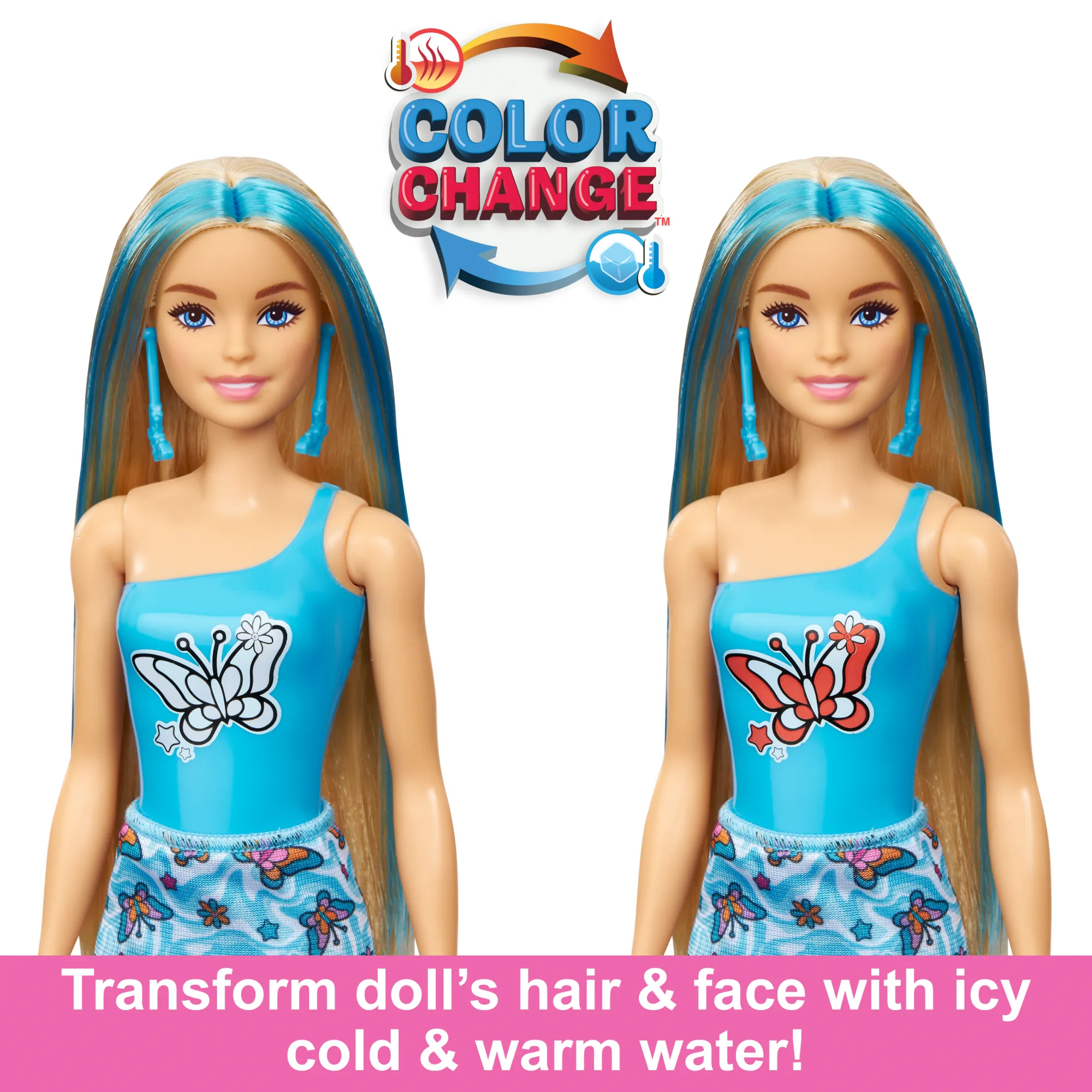 Barbie Color Reveal Groovy-Themed Series Doll & Accessories With 6 Surprises, Color-Change Bodice