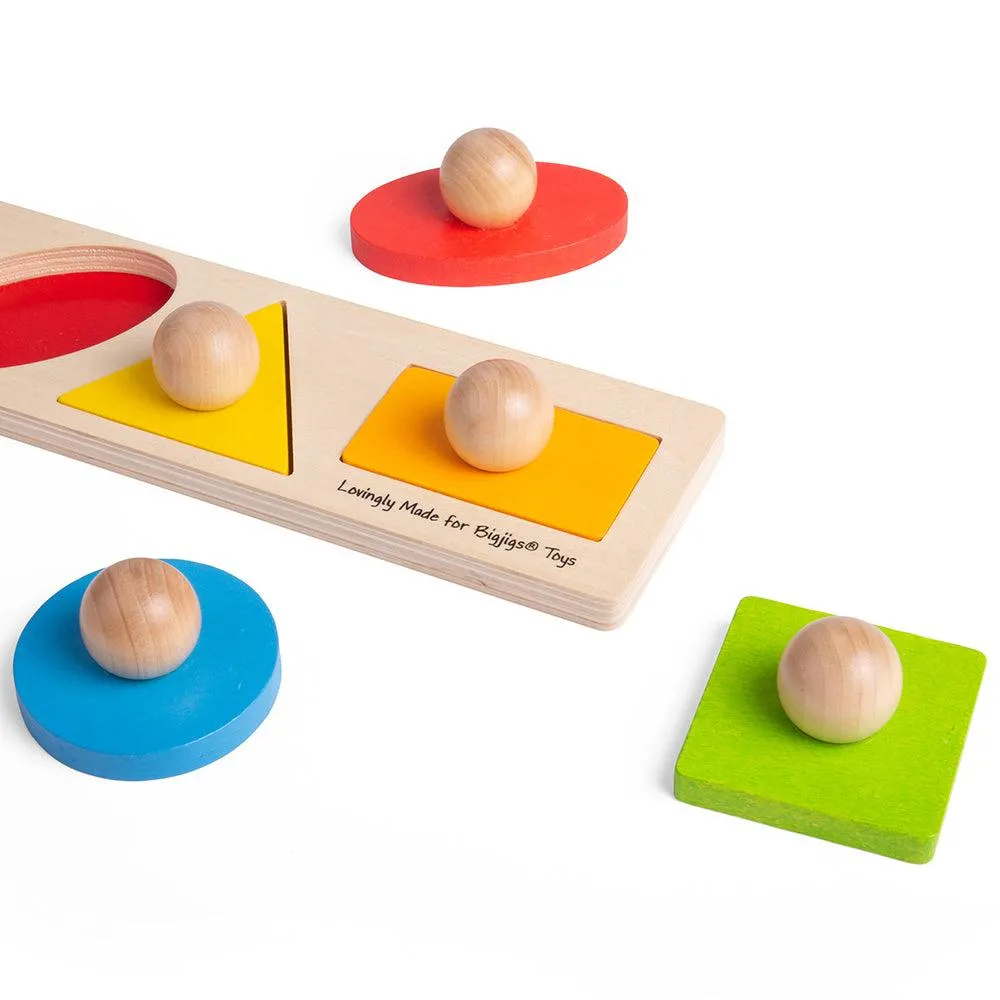 Bigjigs Toys Shape Matching Board with Knob Toddler Toys 12m 