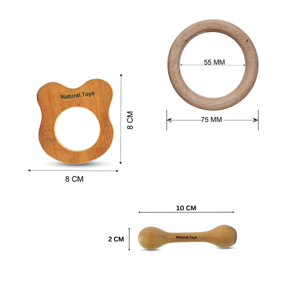 Buy Natural.Toys Neem Wood Teether Combo For Infant (Bear Teether   75Mm Ring Teethers   2 Chusni Soother) Baby Teethers Set