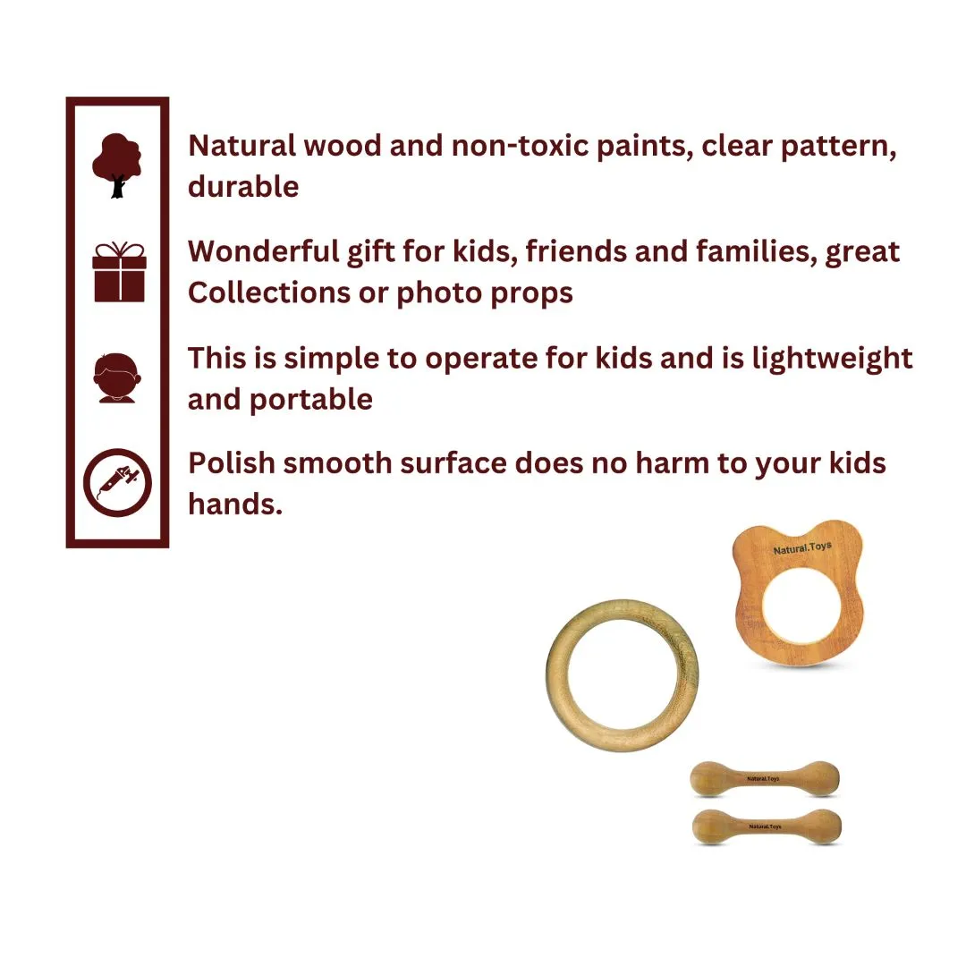 Buy Natural.Toys Neem Wood Teether Combo For Infant (Bear Teether   75Mm Ring Teethers   2 Chusni Soother) Baby Teethers Set