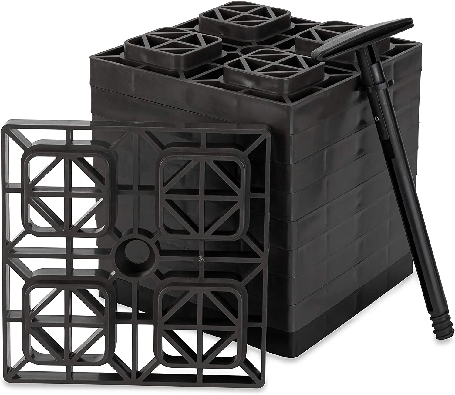 Camco 44521 FasTen Leveling Blocks - w / T-Handle,2x2,Brown 10 pack