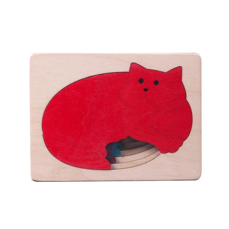 Children Toy Animal Cartoon 3D Puzzle Multilayer Jigsaw Puzzle Baby Wooden Toys Child Creative Early Educational