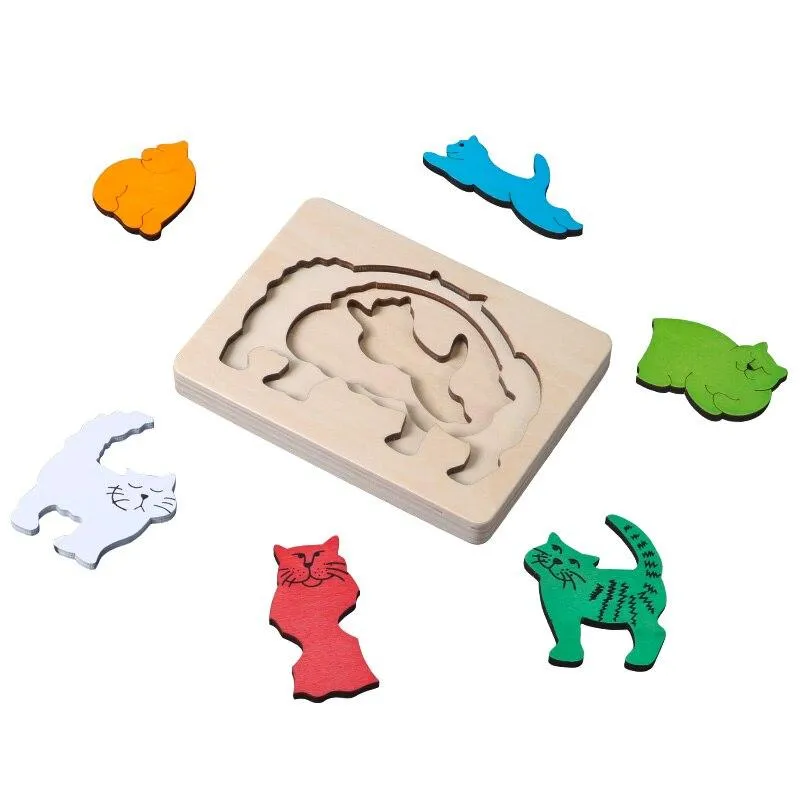 Children Toy Animal Cartoon 3D Puzzle Multilayer Jigsaw Puzzle Baby Wooden Toys Child Creative Early Educational