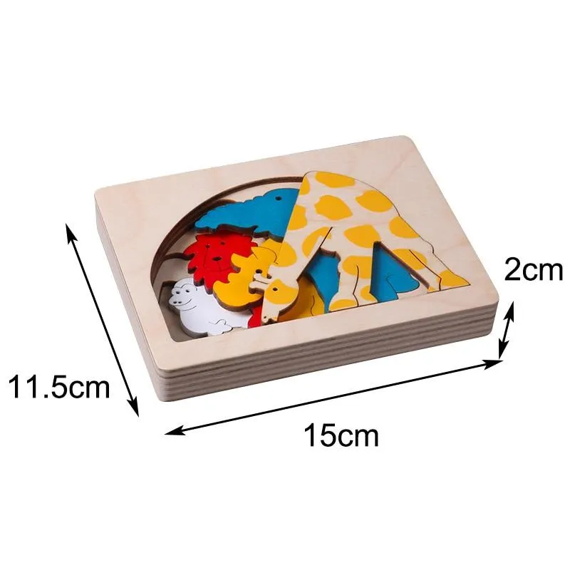 Children Toy Animal Cartoon 3D Puzzle Multilayer Jigsaw Puzzle Baby Wooden Toys Child Creative Early Educational