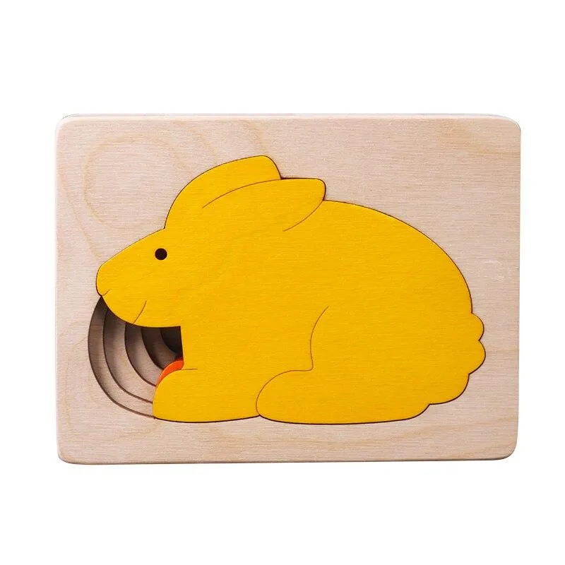 Children Toy Animal Cartoon 3D Puzzle Multilayer Jigsaw Puzzle Baby Wooden Toys Child Creative Early Educational
