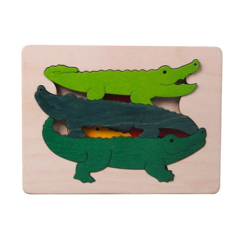 Children Toy Animal Cartoon 3D Puzzle Multilayer Jigsaw Puzzle Baby Wooden Toys Child Creative Early Educational