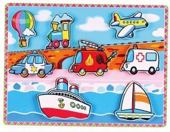 Chunky Wooden Puzzle: Transport Vehicles 7pc