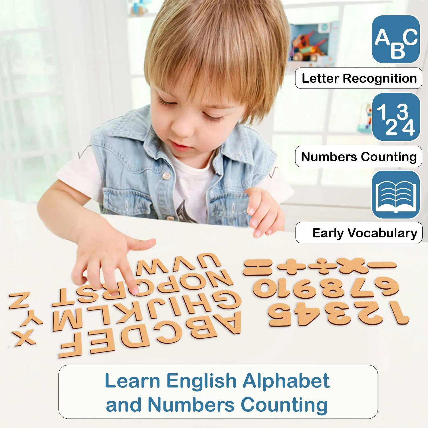 Cliths Cutout Wooden English Capital Letters & 0-9 Numbers - Set of 2 (84 Pcs) Alphabets & Number Cutouts