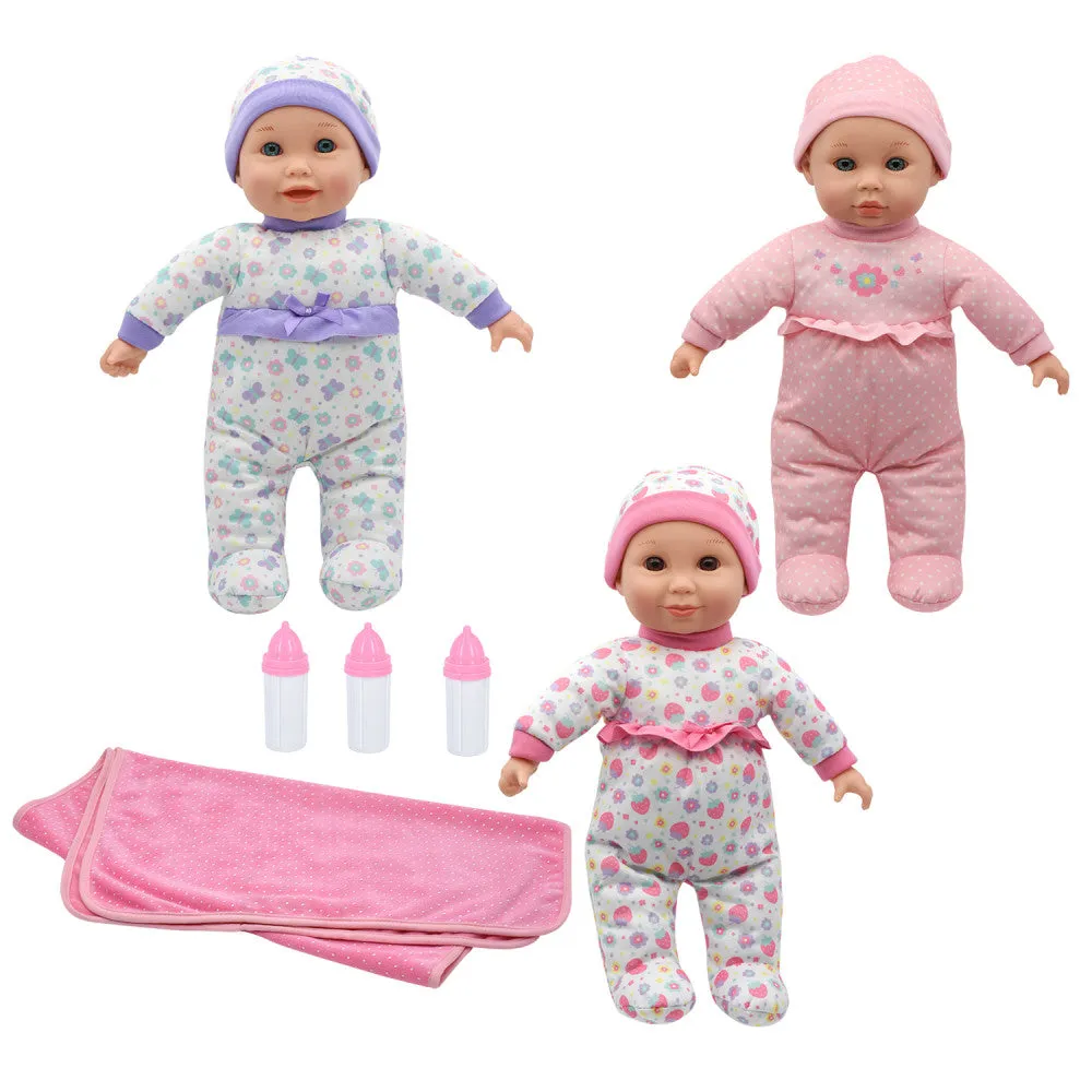 Cuddle Kids 14" Talking Triplets Doll Set - Interactive Pretend Play for Ages 2 
