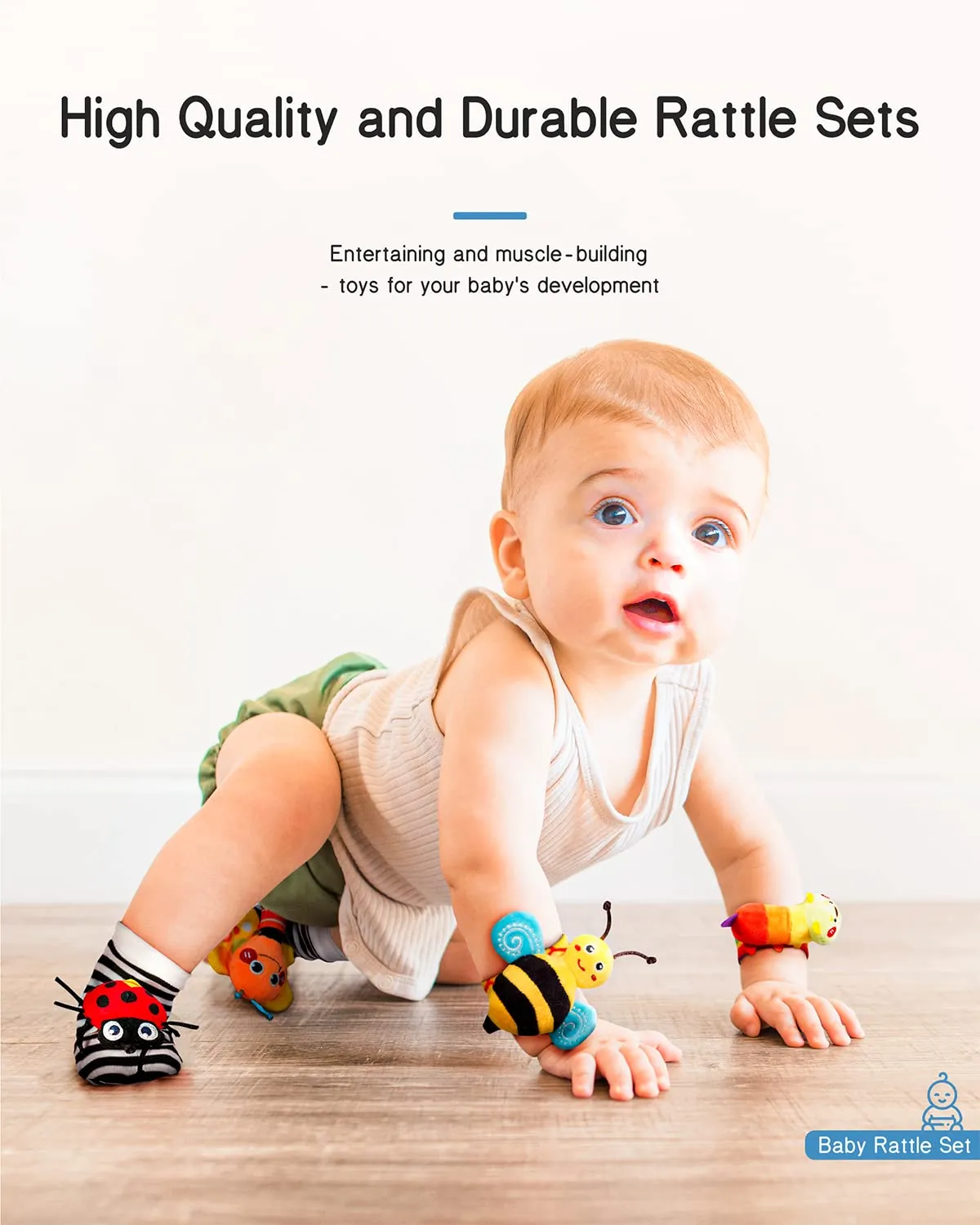 CuddleCritter Garden Rattle Set: Adorable Baby Socks & Wrist Rattles for Playful Adventures