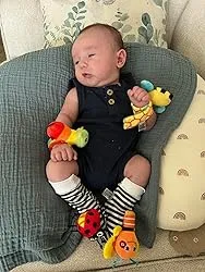 CuddleCritter Garden Rattle Set: Adorable Baby Socks & Wrist Rattles for Playful Adventures