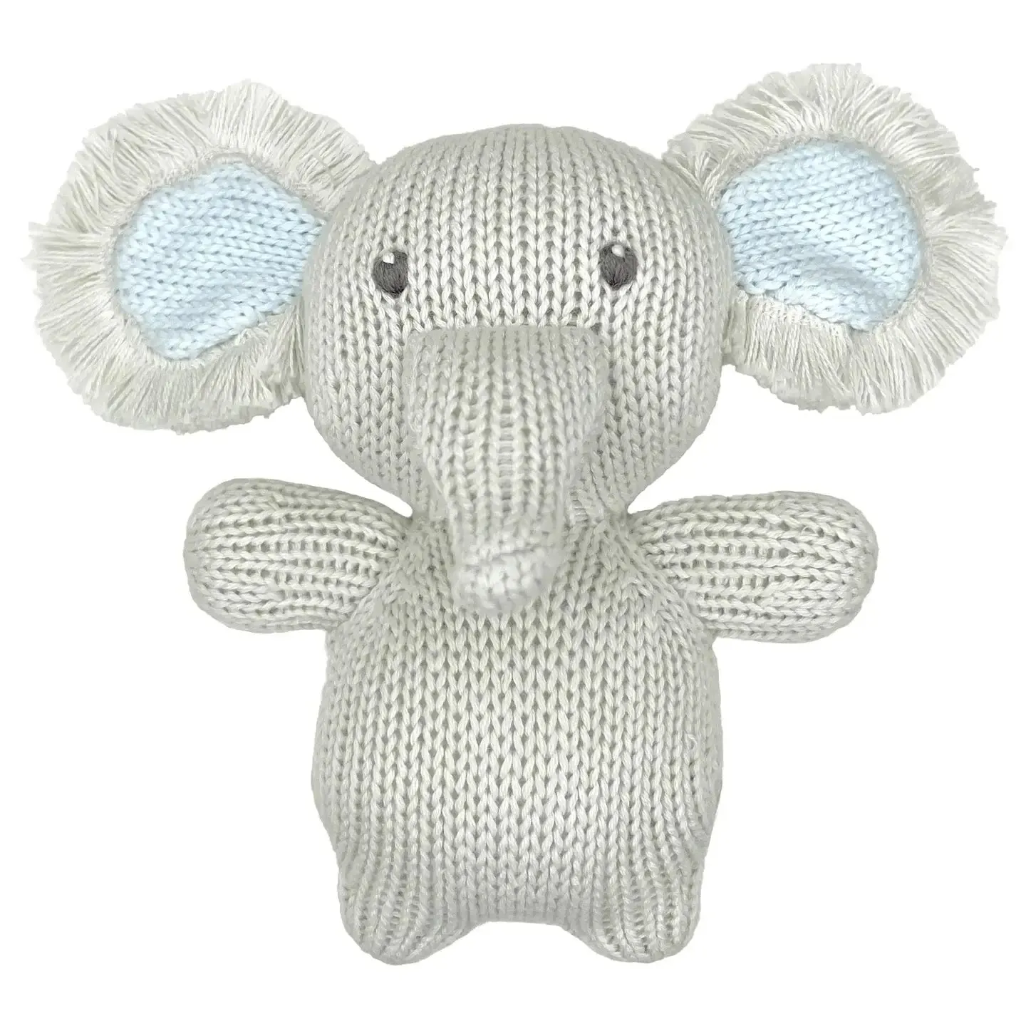 Elephant Zubaby Knit Rattle - Blue: 5" Rattle