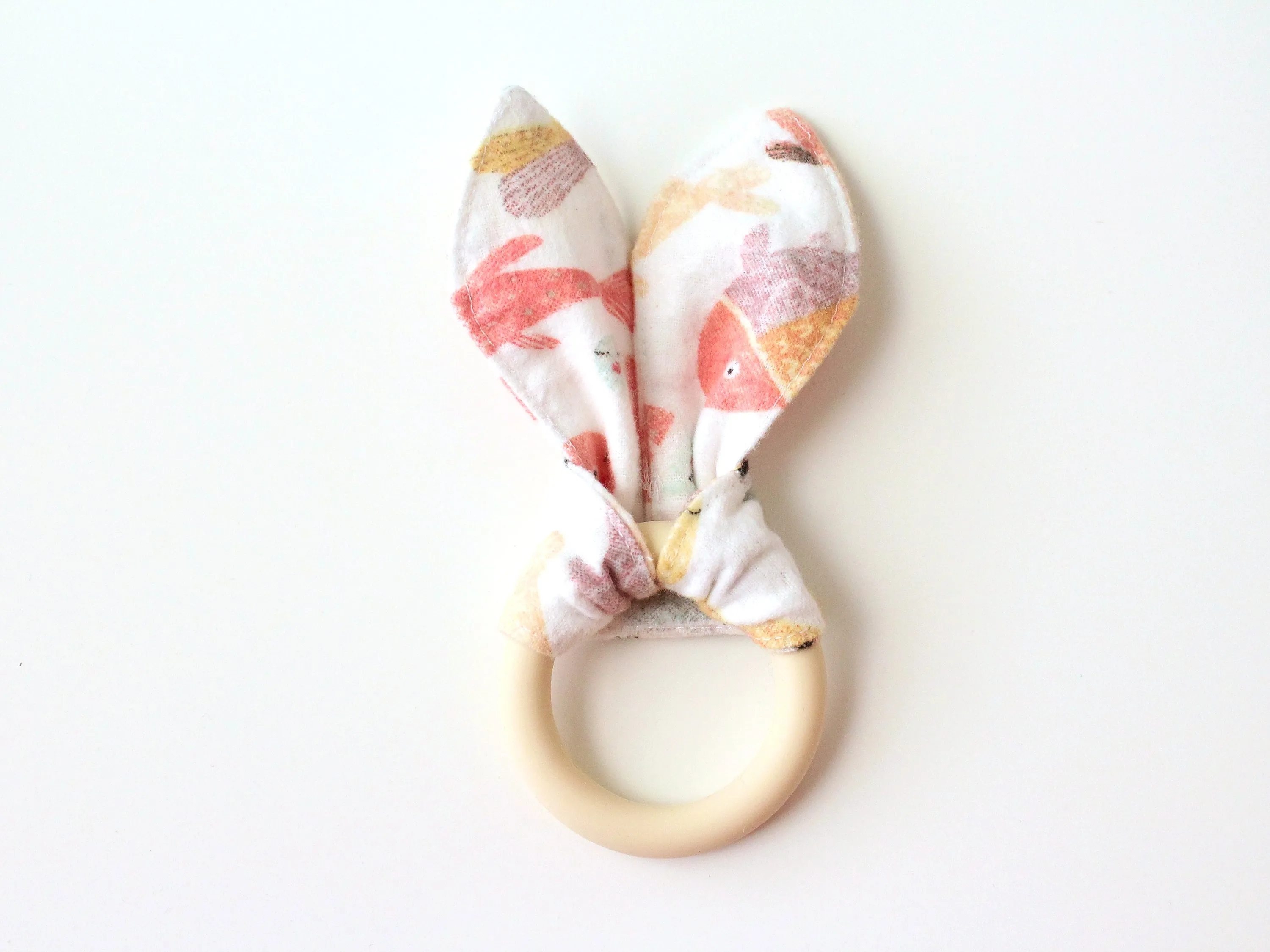Fish Silicone Bunny Ear Teether | Gender Neutral Baby Shower Gift Sensory Toy | CPSC Compliant