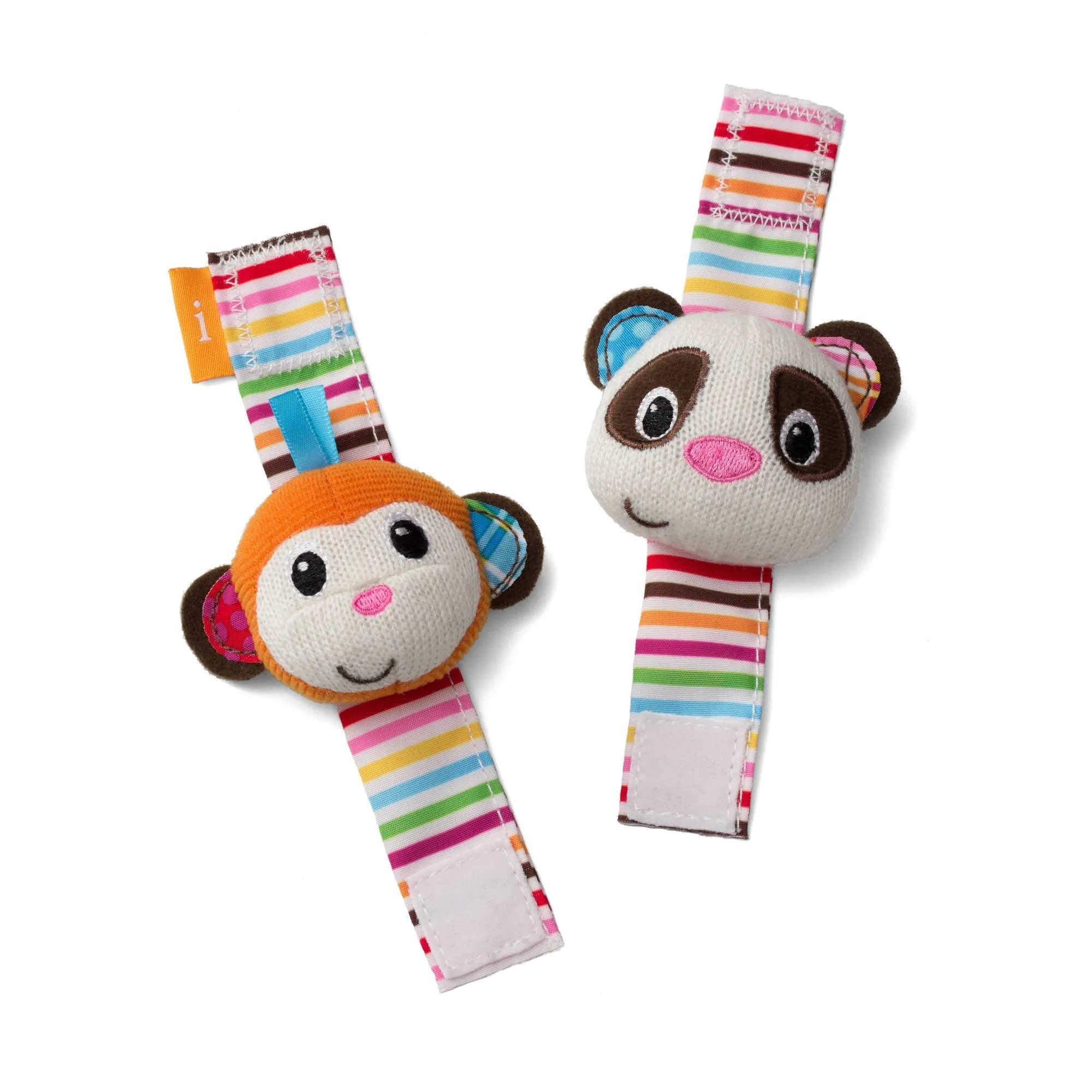 Infantino See Play Go Wrist Rattles, Monkey and Panda Multicolor