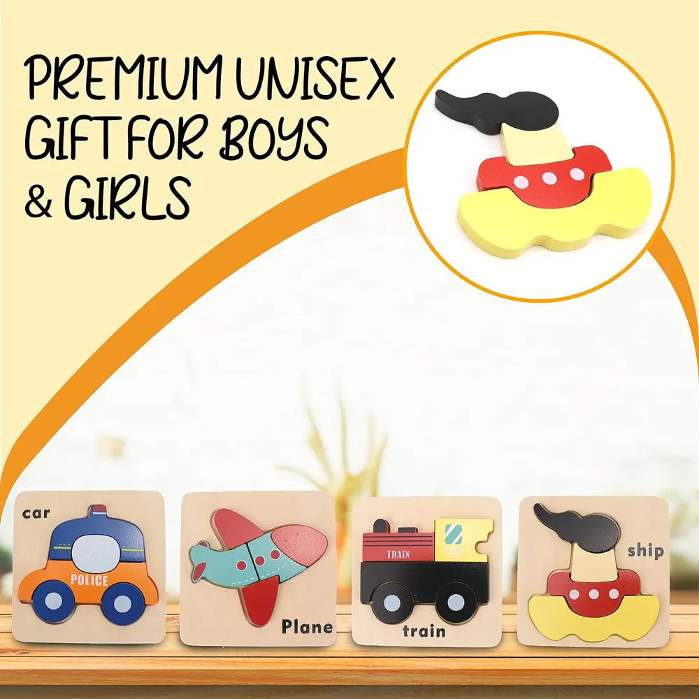LEO & FRIENDS Transportation-Themed Wooden Puzzle Set – 23 pc