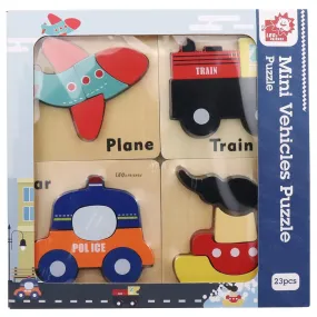 LEO & FRIENDS Transportation-Themed Wooden Puzzle Set – 23 pc
