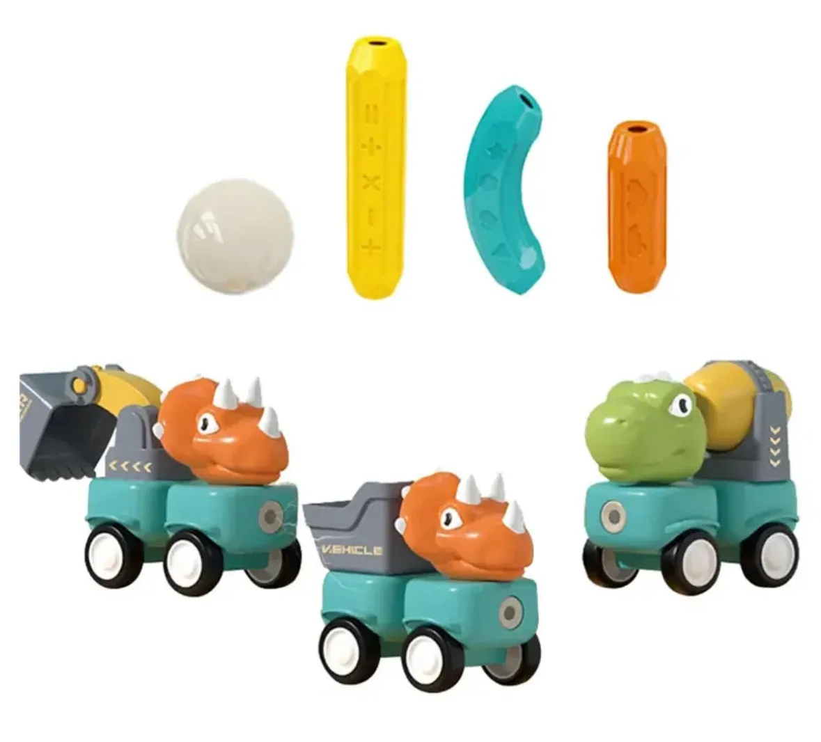 Magnetic dinosaur military car set - 105 pcs
