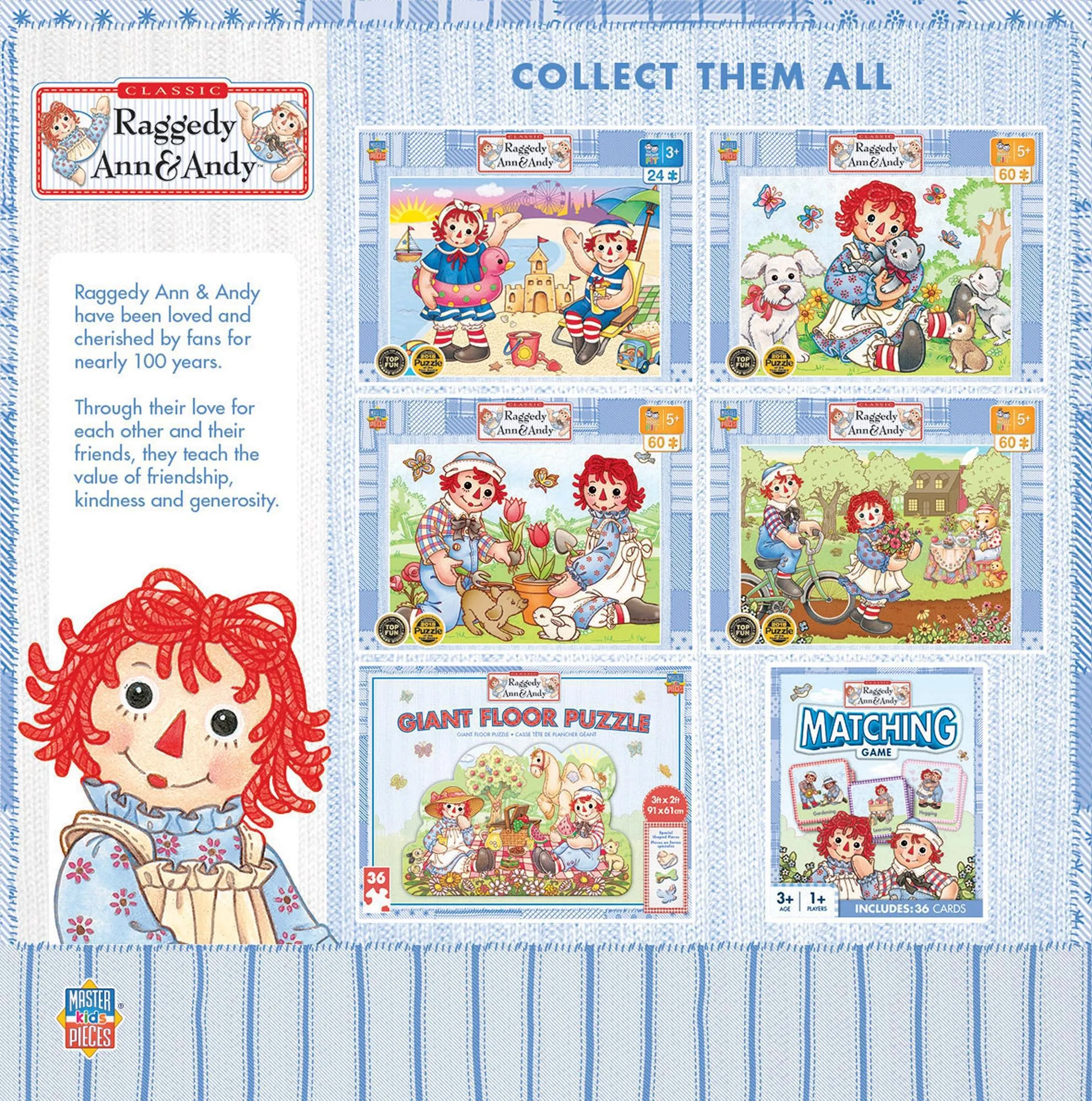 Masterpieces Puzzles Raggedy Ann 4-Pack 100 Piece Puzzles