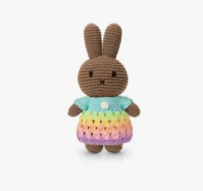 Melanie Crochet Doll in Blue Rainbow Dress