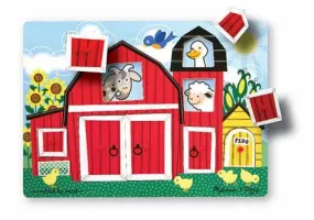 Melissa & Doug Wooden Farm Peek A Boo Peg Puzzle Ages 2  # 3298