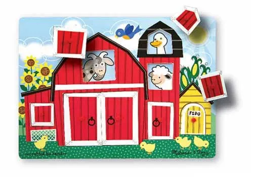 Melissa & Doug Wooden Farm Peek A Boo Peg Puzzle Ages 2  # 3298