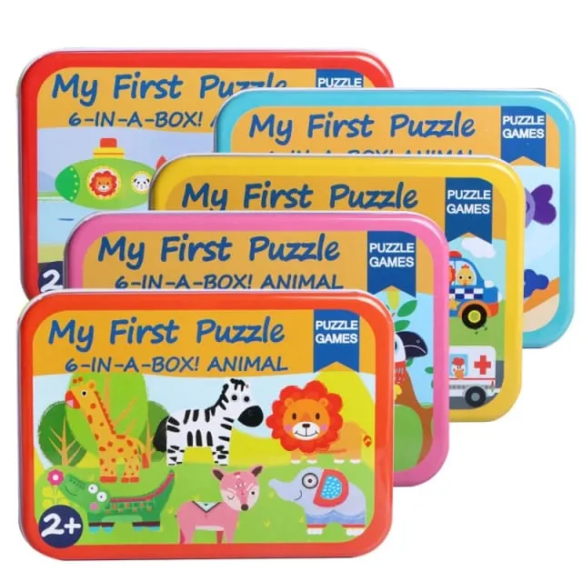 My first Puzzle Games 6-in-A-Box Set Jigsaw Puzzles Toy for Toddlers - Random