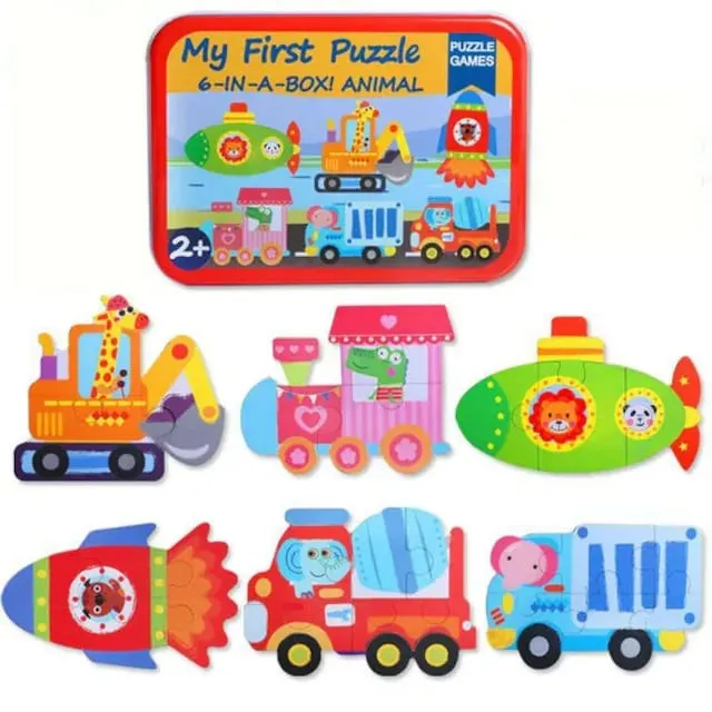 My first Puzzle Games 6-in-A-Box Set Jigsaw Puzzles Toy for Toddlers - Random