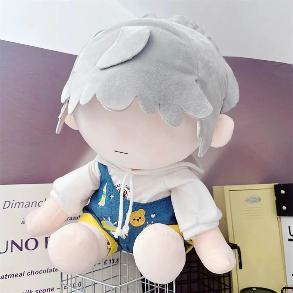 niannyyhouse White Hoodie Overalls 10cm~15cm 20cm Plush Doll Outfit Dolls Accessories Dress Up