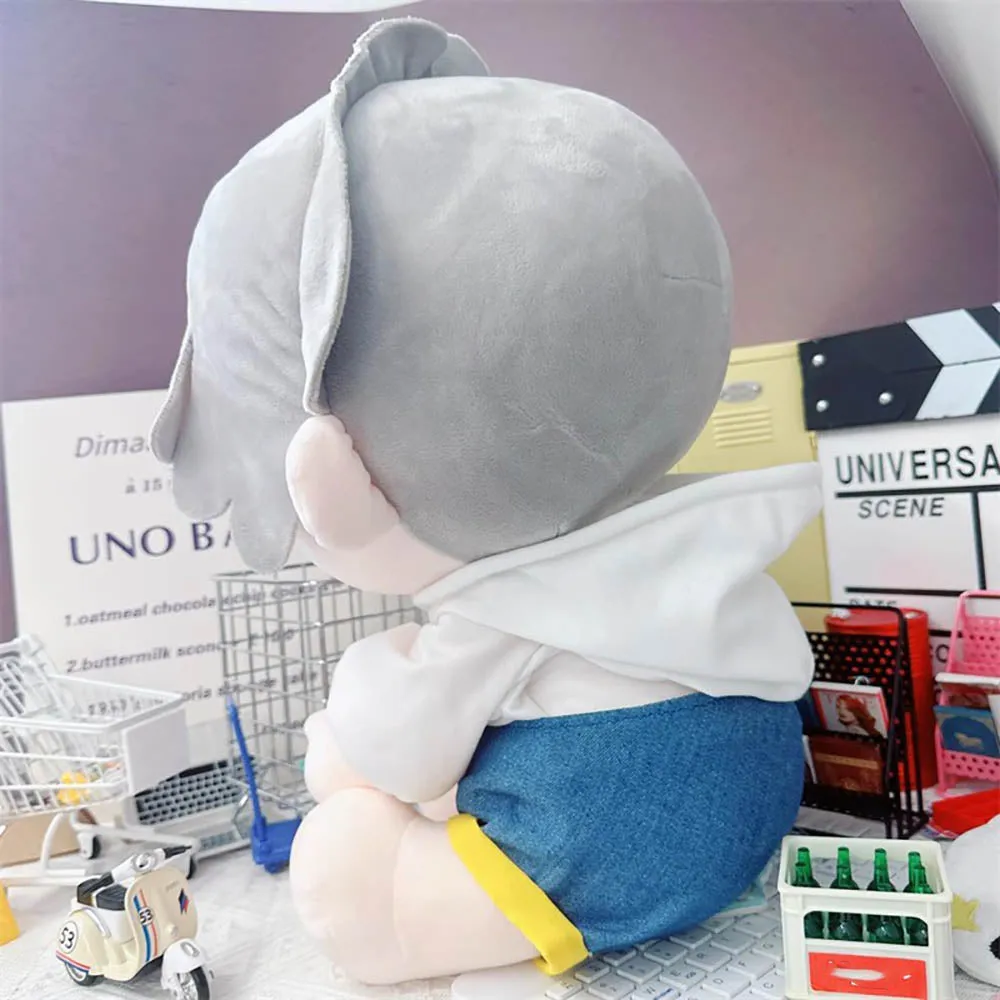 niannyyhouse White Hoodie Overalls 10cm~15cm 20cm Plush Doll Outfit Dolls Accessories Dress Up