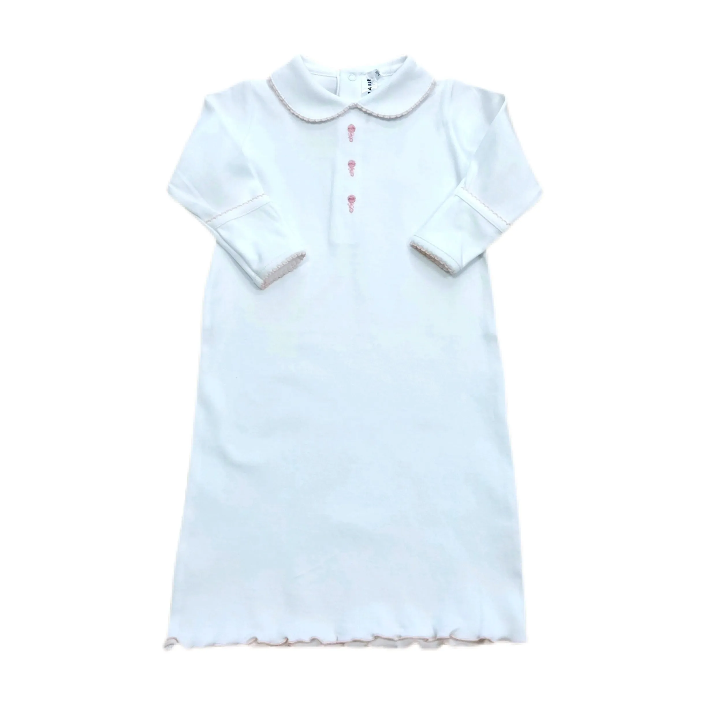 Nicholas Long Day Gown Emb Pink Rattles