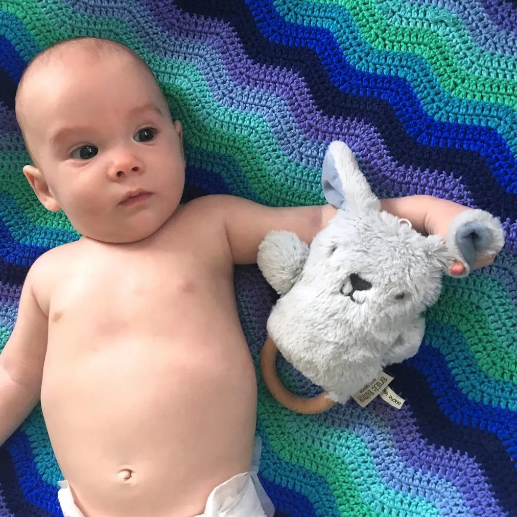 OB Designs - Dingaring Teething Rattle - Bruce Bunny Blue