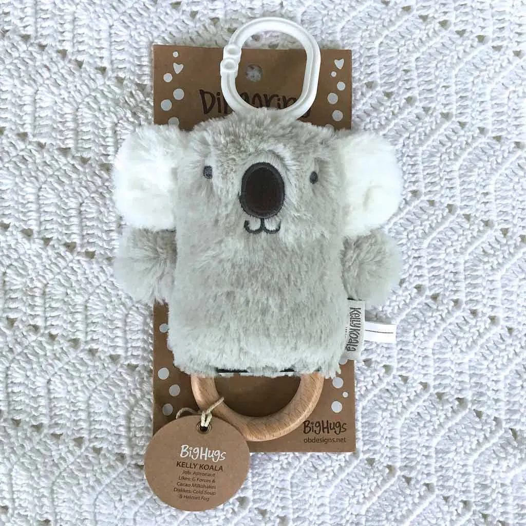 OB Designs - Dingaring Teething Rattle - Kelly Koala Grey