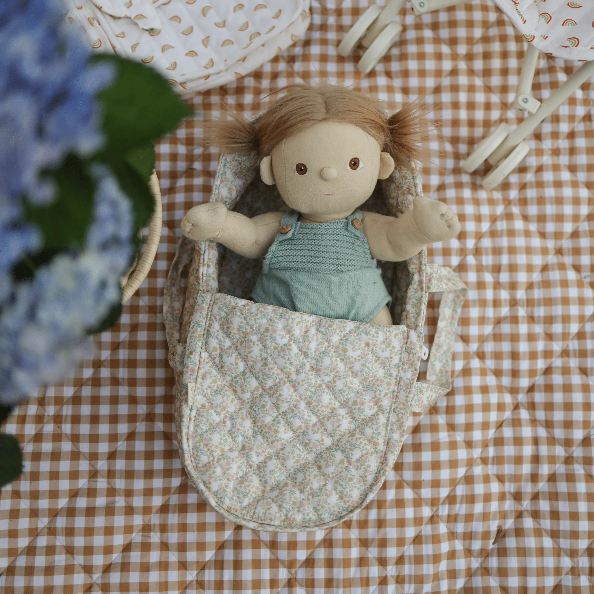 Olli Ella Dinkum Dolls Quilted Carry Cot - Garden Floral