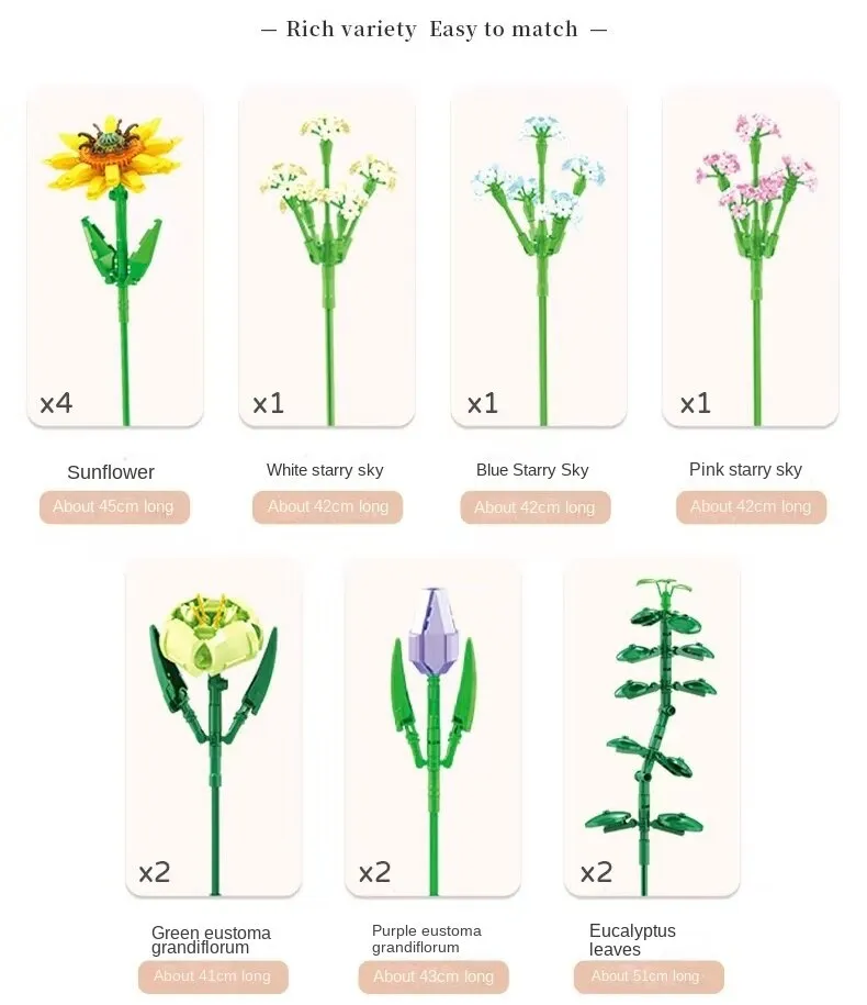 Panlos Blocks Kids Building Toys Bricks Girls Flowers Bouquet Puzzle Home Decor Women Holiday Gift 655001 655002 655007 655008