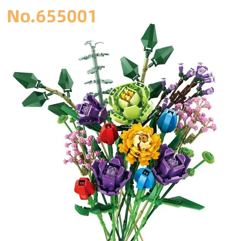 Panlos Blocks Kids Building Toys Bricks Girls Flowers Bouquet Puzzle Home Decor Women Holiday Gift 655001 655002 655007 655008
